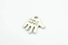 14 PCs Hand Made Alloy Charm Pendants Antique Silver Beads Size 13x13mm Hole Size 0.8mm Decorative Design Jewelry Making