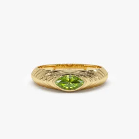 14k Marquise Shape Peridot Beveled Ring