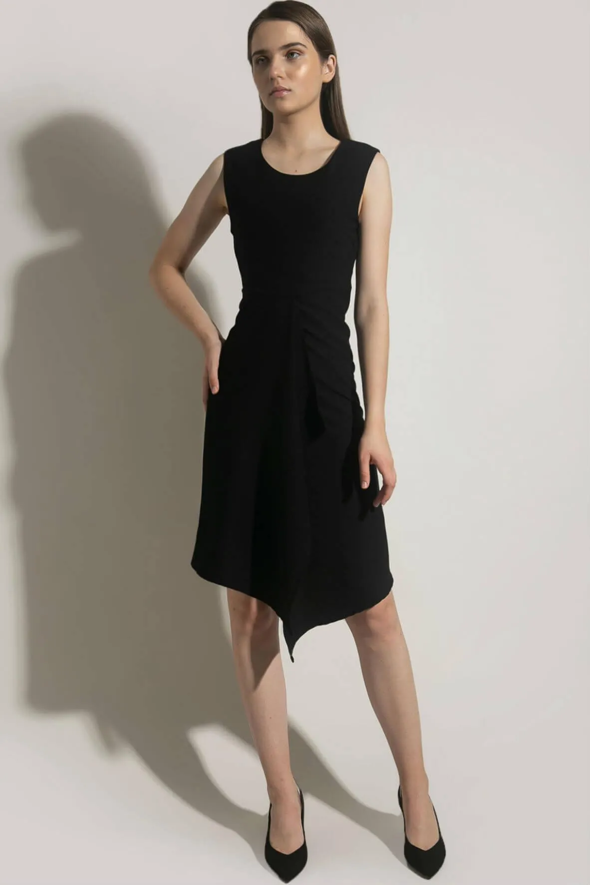 Asymmetric A-Line Black Dress