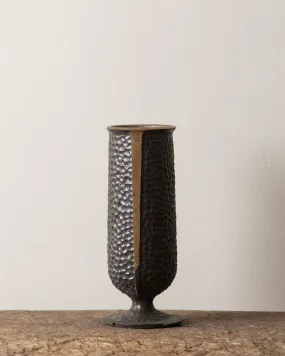 Brutalist Bronze Hammered Vase