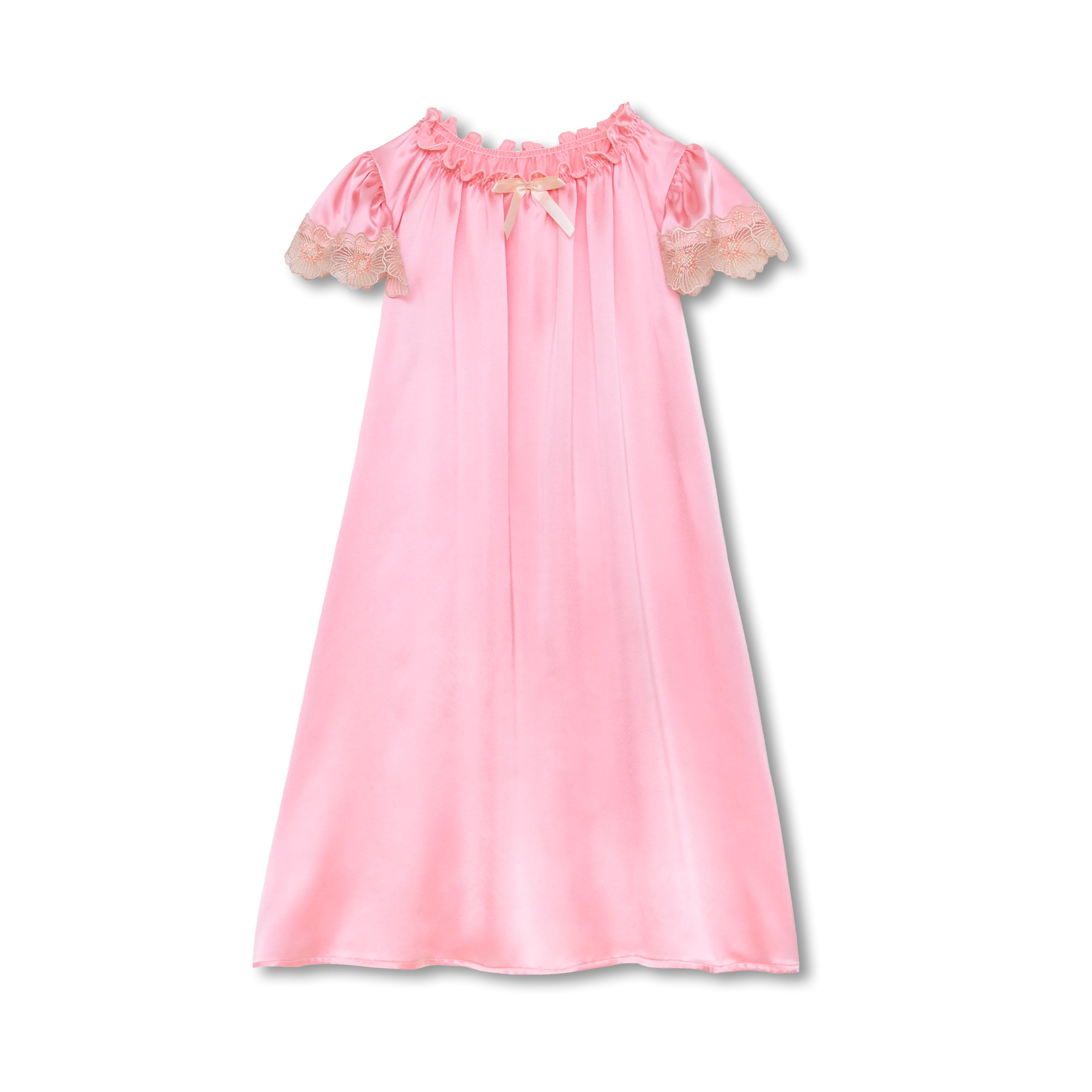 CASSIE - GIRLS SILK NIGHTDRESS CANDY PINK