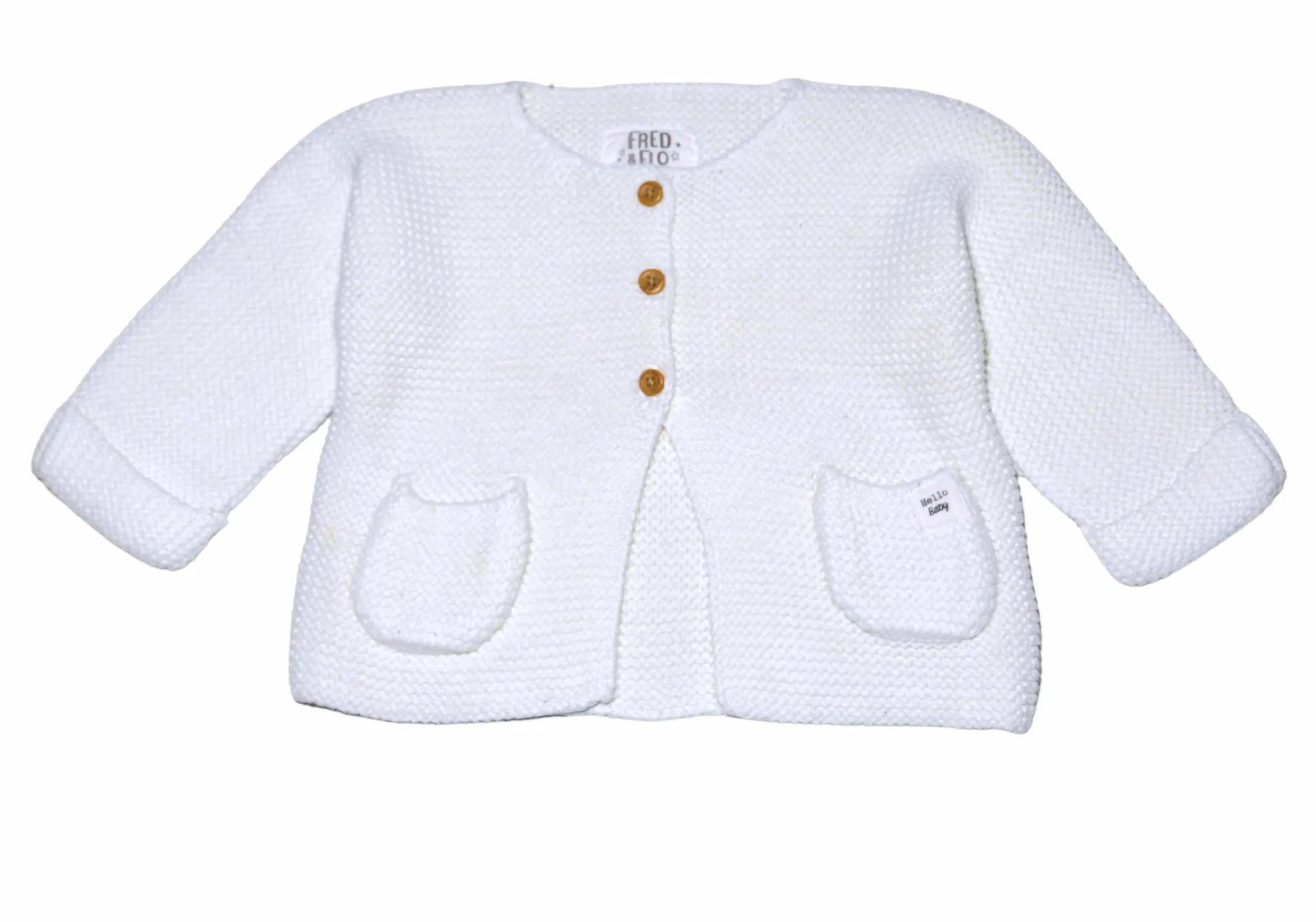 FF Cable Knit White Organic Cardigan 11416