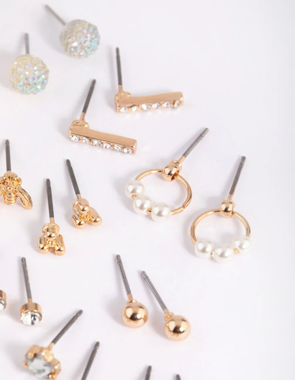 Gold Bee & Diamante Stud Earring 12-Pack