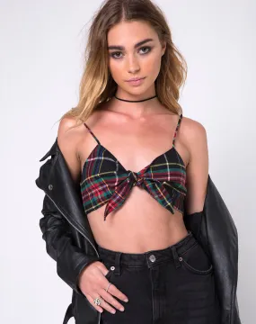 Kasen Bralet in Red Green Yellow and Black Plaid