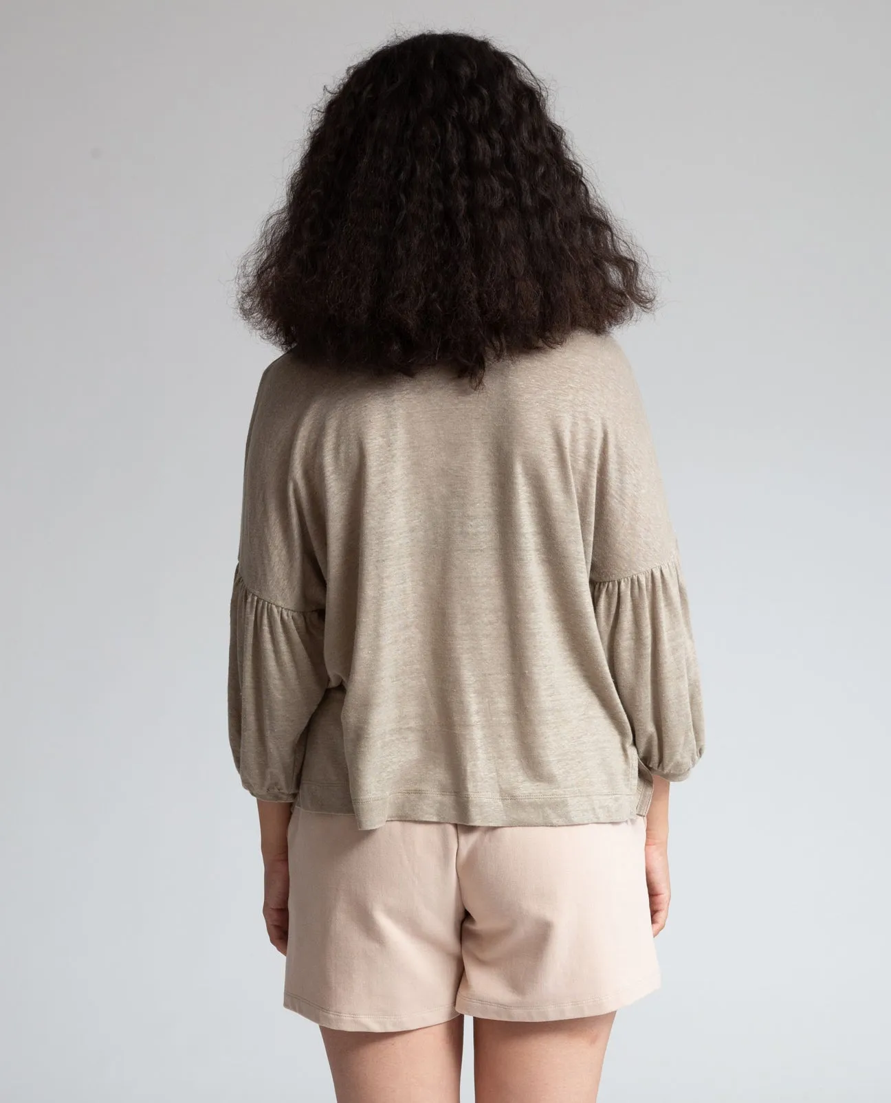 Livia Linen Jersey Top in Olive