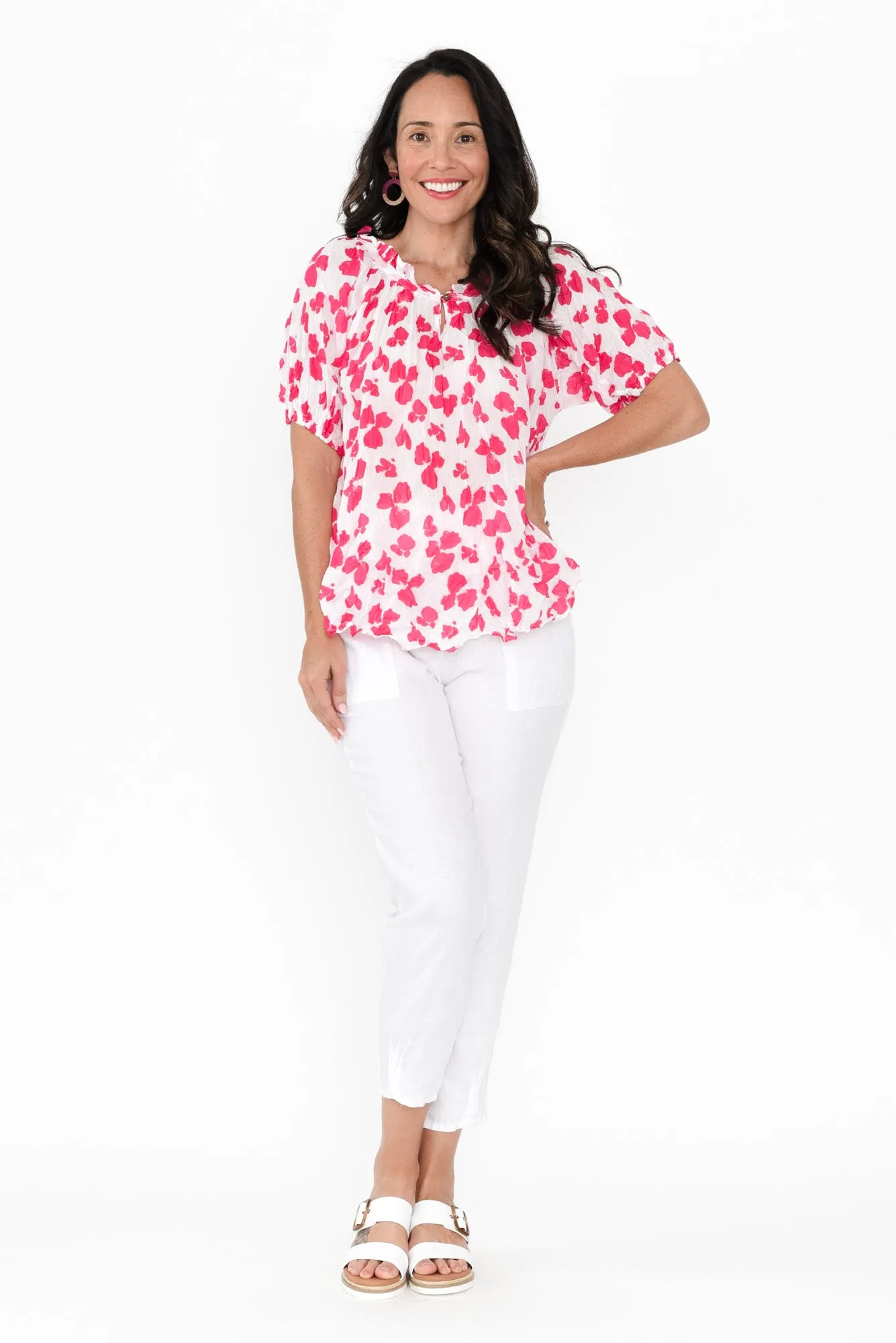 Lumi Pink Fiesta Crinkle Cotton Top