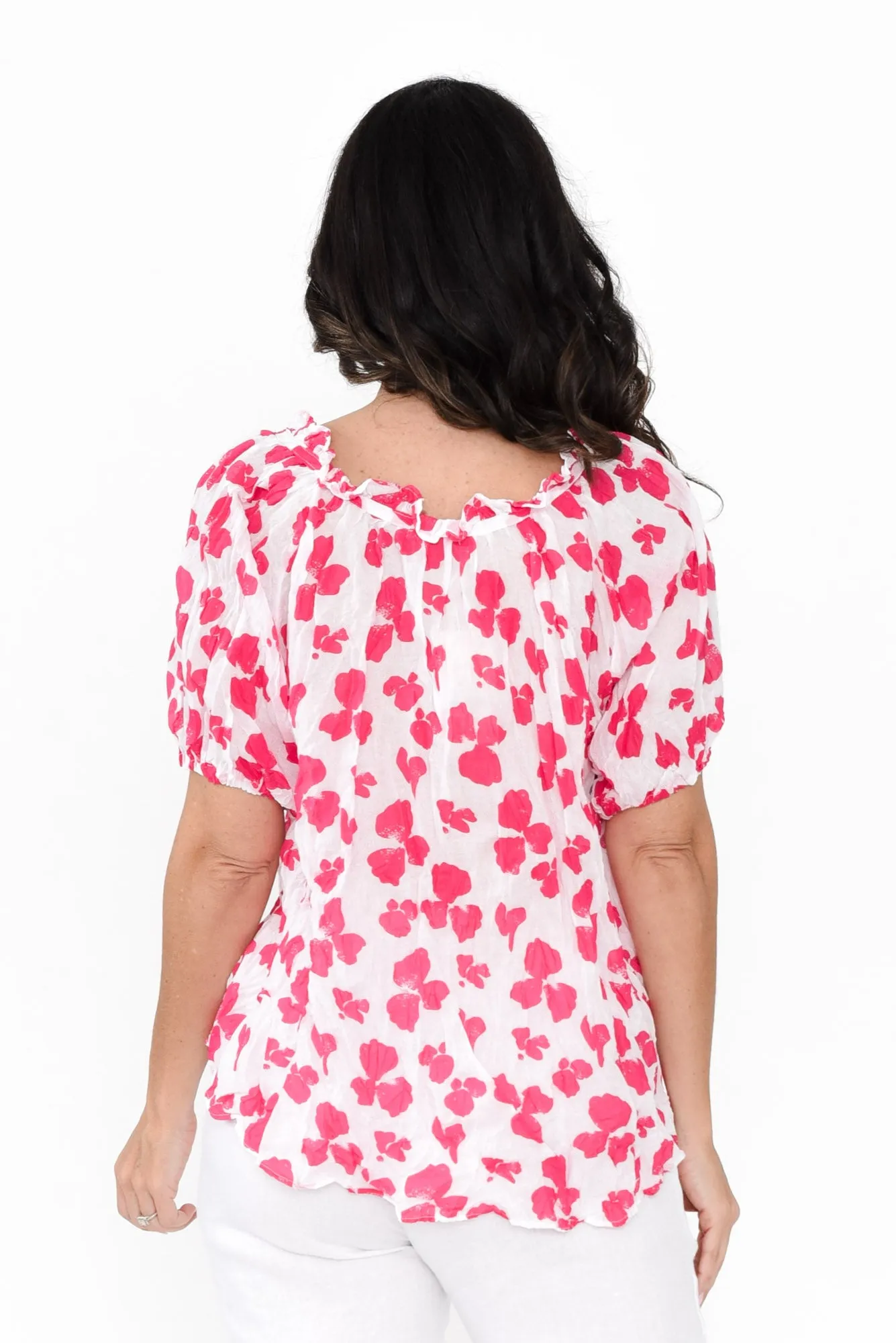 Lumi Pink Fiesta Crinkle Cotton Top