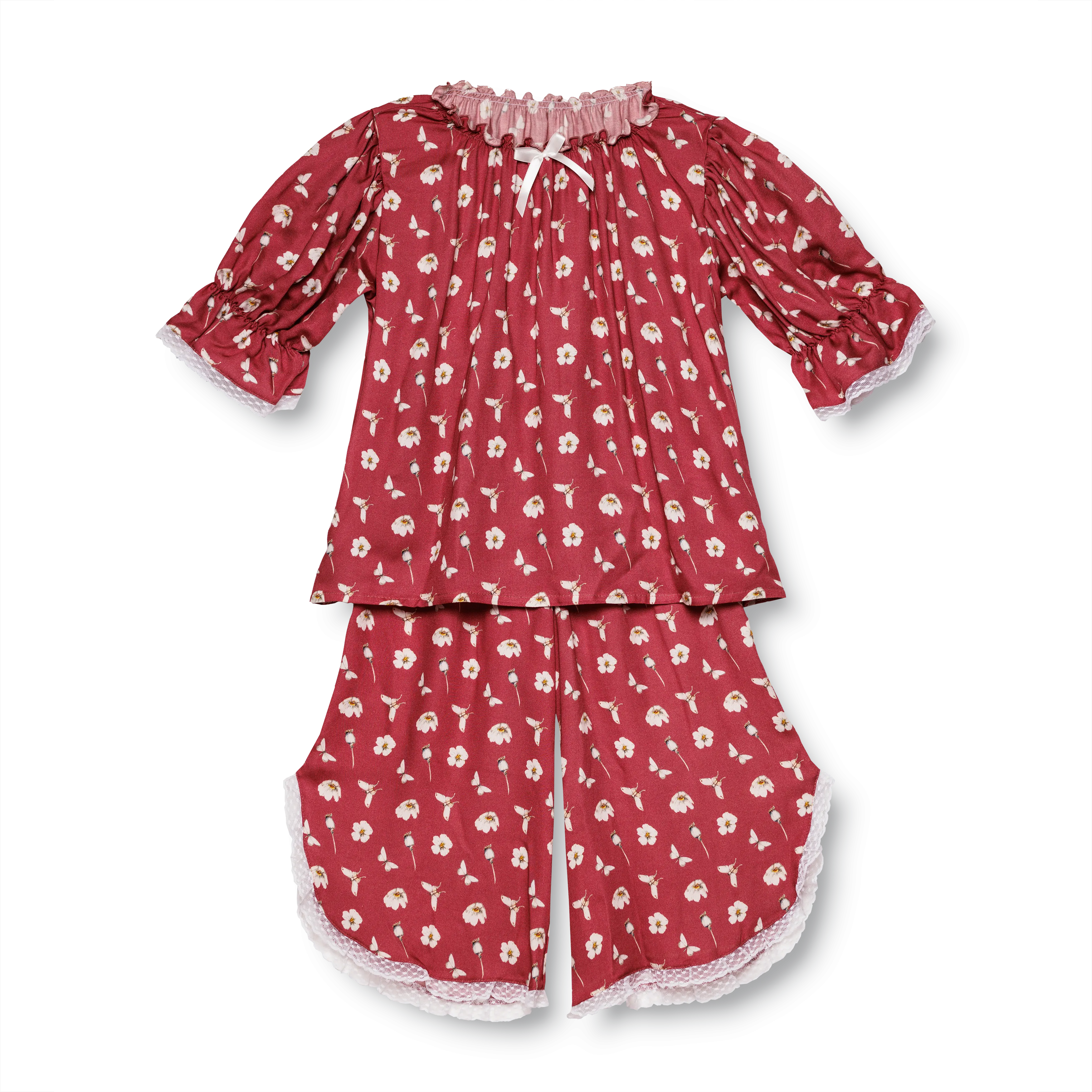 MELODY - GIRLS VISCOSE PYJAMA RED BUTTERFLIES