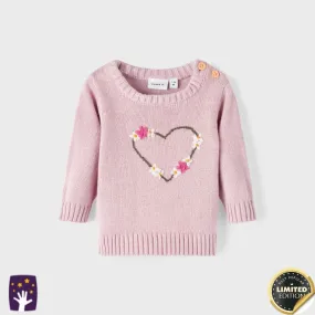 NME it Organic Cotton Heart Embroidery Sweater 11386