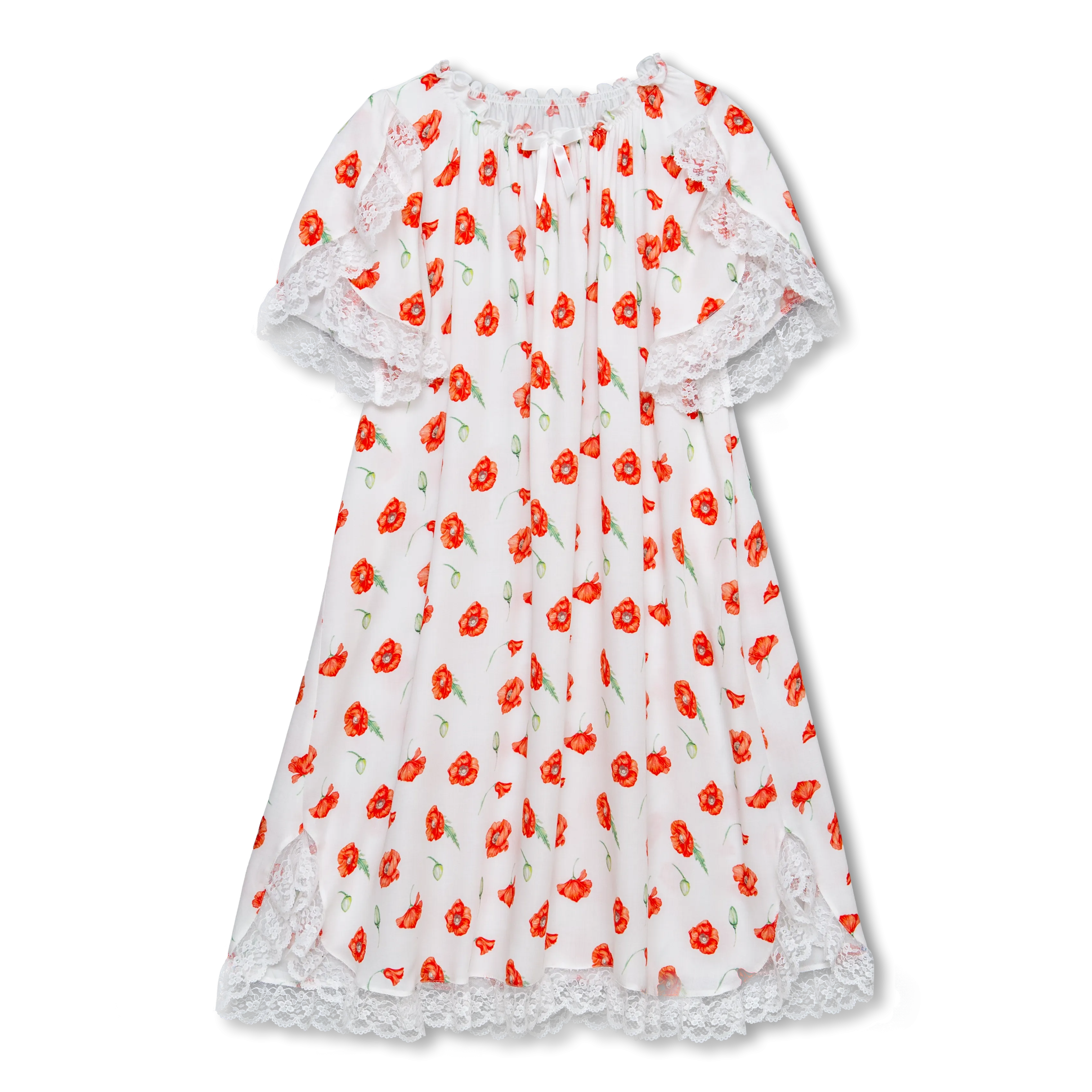 OLIVIA - GIRLS VISCOSE NIGHTDRESS POPPY PRINT