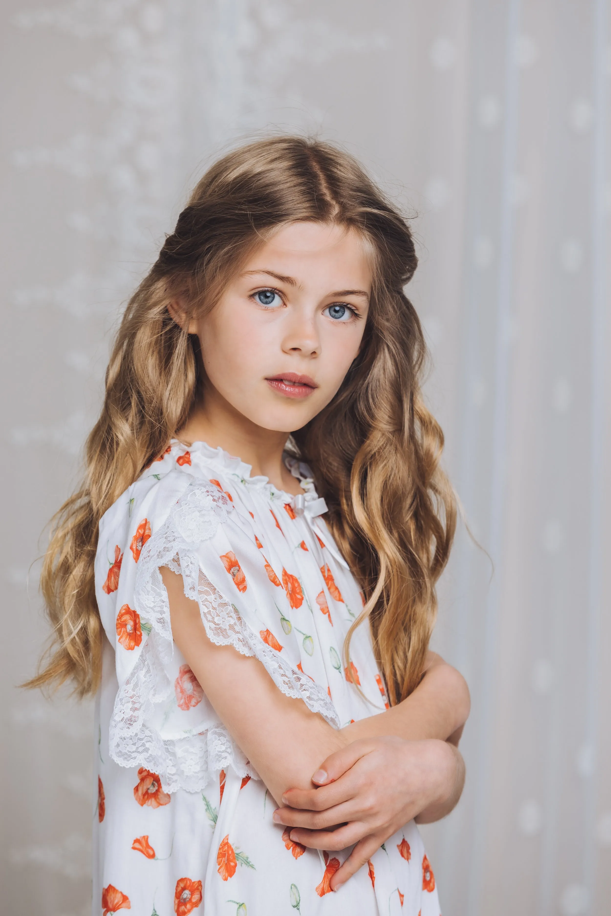 OLIVIA - GIRLS VISCOSE NIGHTDRESS POPPY PRINT