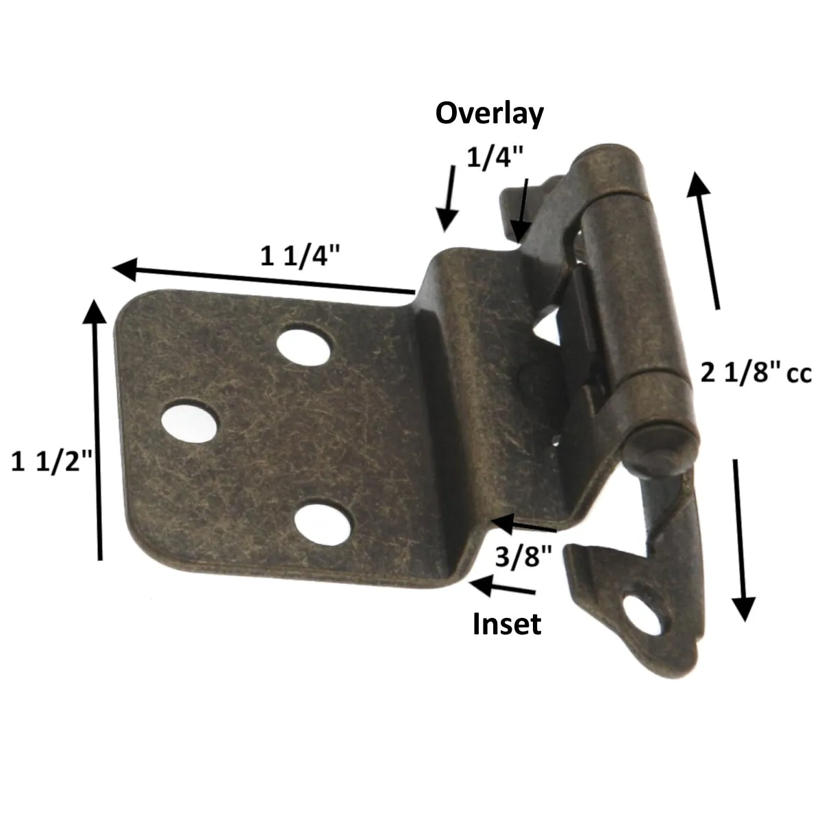 Pair Hickory Hardware 3/8 Inset Hinges Oil-Rubbed Bronze Self-Closing P243-OBH