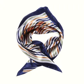 Small Square Satin Scarf Neckerchief Navy Theme Striped Print XAT022