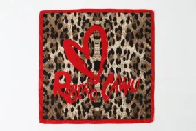 Small Square Satin Scarf Red Theme Leopard Print XAT007