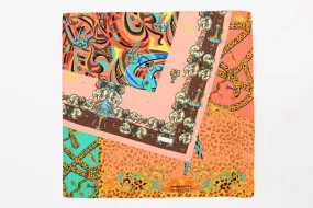 Small Square Twill Scarf Champagne Theme Leopard Print XAT202