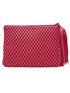 Tissa Fontaneda Neon Pink Metal Spanish Nappa Leather XL Pochette