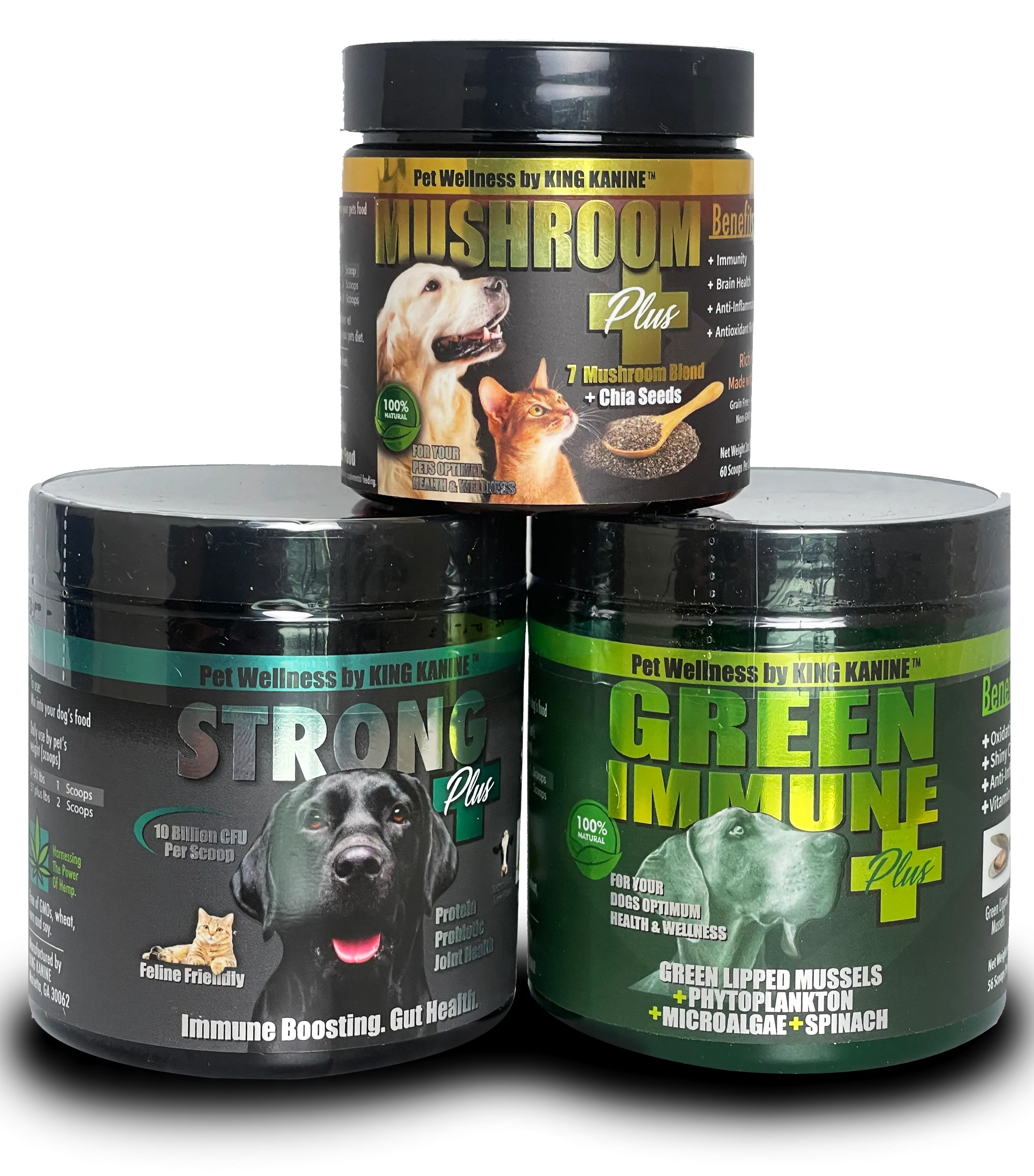 TRIPLE WELLNESS COMBO - Green Plus , Strong Plus , & Mushroom Plus 