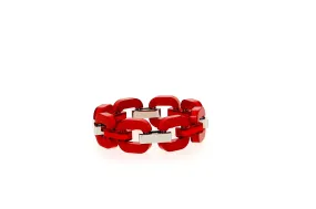 Xavier Derome Medium Red Two Tone Bracelet